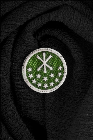 925 Ayar Gümüş Mineli Çerkez Bayrağı Rozet -8050 Gümüş