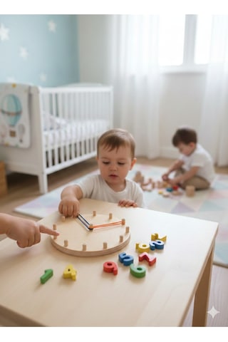 Montessori Odaklı Ahşap Eğitici Saat Öğretici Çocuklar İçin Zaman Kavramı Geliştirici Oyun Seti
