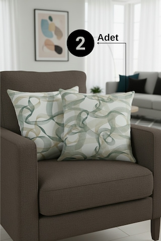 Chevron Bohem Dekoratif Punch Yastık Kırlent Kılıfı 2 Adet 45x45 Zen Dalga İndigo 45 x 45