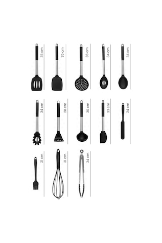 Valletta Mora 14 Parça Paslanmaz Çelik Silikon Uçlu Spatula Seti