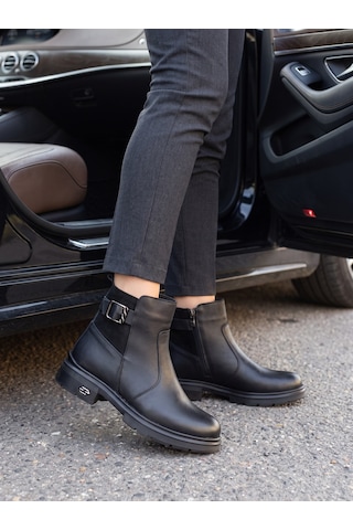 Nesilshoes Nesil Shoes Marr 860 Hakiki Deri İçi Kürklü Kadın Bot Siyah