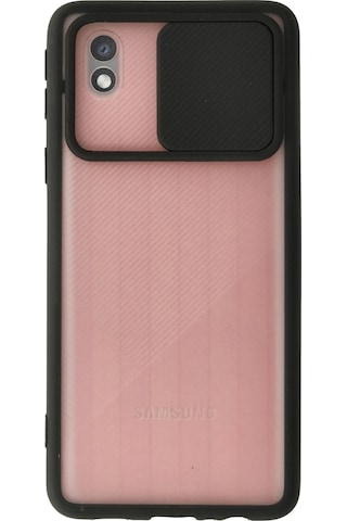 Newface - 403 - Samsung Galaxy A01 Core Kılıf Palm Buzlu Kamera Sürgülü Silikon - Matxzngz - - Siyah