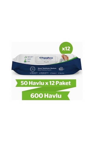 Giggles Vücut Temizleme Havlusu 12 x 50'li