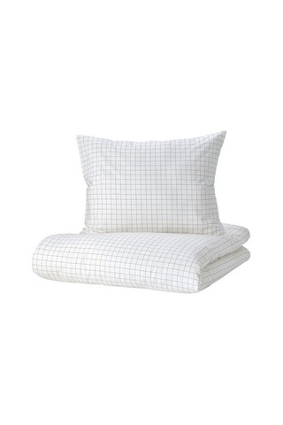 Ikea Vankrets Tek Kişilik Nevresim Takımı 150 X 200 Cm Beyaz - Hardal Çok Renkli