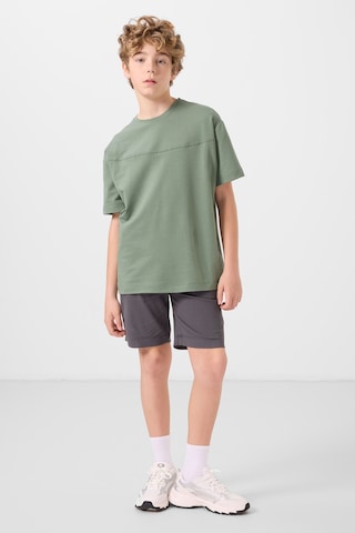 Açık Yeşil-antrasit Pamuklu Oversize Fit Dokuma Hafif Esnek Chino Erkek Çocuk Şort Takım - 11279 Yeşil