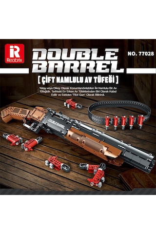 Reobrix 77028 Çift Namlu Av Tüfeği Yaratıcı Yapı Blok Seti Building Blocks Double-barreled Shotgun - 1006 Parça