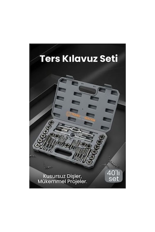 40 Parça Profesyonel Metrik Ters Kılavuz Ve Pafta Seti - Hassas Diş Açma Ve Onarım Takımı 40 Parça Profesyonel Metrik Ters Kılavuz Ve Pafta Seti - Hassas Diş Açma Ve Onarım Takımı