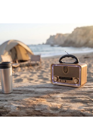 Premium Solar Panelli Led Fenerli Radyo Nostaljik Tasarım Şarjlı Bluetooth Ses Sistemi Retro Tarz