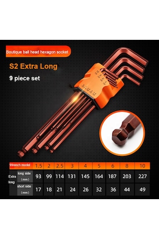 Top Başlı L Allen Seti Uzun Boy 9 Parça