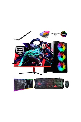 Ramtech Stunner X10 i5-4570 16 GB 512 GB SSD 4 GB GTX1050Ti 23.6" Dos Masaüstü Oyuncu Bilgisayarı