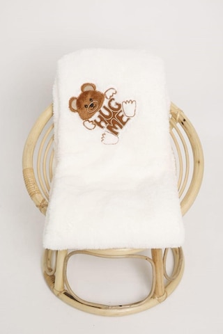 Evlen Home Nakışlı Bebek Battaniyesi Yumuşak Wellsoft Peluş 90x100cm Çocuk Yenidoğan Beyaz