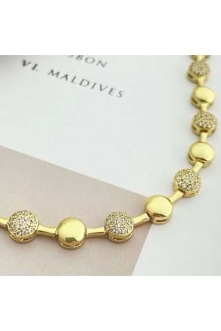 Su Yolu Bileklik Top Dorika Kadın Bileklik Kararmaz Xuping 14 Ayar Gold