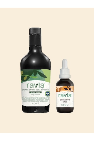 2'li Ürün - Ravla Organik Erken Hasat Zeytinyağı İçimlik 500ml / Ravla Çörek Otu Yağı - 50ml
