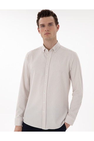 Pierre Cardin Erkek Bej Gömlek Desenli 50301583-vr011 Bej