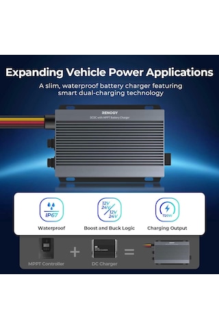 Renogy 12v/24v Ip67 50a Mppt Şarj Kontrol Cihazı Ve Dc-dc Şarj Cihazı