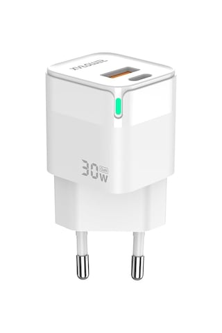 Qbic Pd 30watt Gan Hızlı Şarj Aleti, A + C Girişli, Beyaz