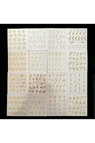 Adanil 30'lu Sticker Set Altın ve Gümüş Renk Nokta Çizgi Desen Nail Art Sticker Set