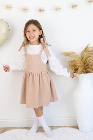 Fitilli Kadife Elbise İkili Takım Bej