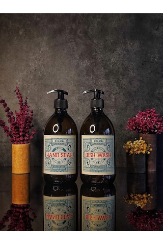 Khakma 500 Ml Amber Renkli 2'li Vintage Cam Sabunluk Seti