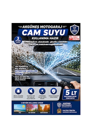 5 Lt Kullanıma Hazır Cam Suyu 3 Mevsim Böcek Ve Kuş Boku Lekesi Temizleyici