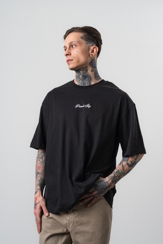 Respire Erkek Private Baskılı Oversize T-shirt Siyah