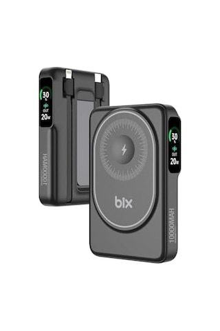 Tpb16 10000 Mah Oled Ekranlı Manyetik Kablosuz Powerbank 20w Pd Hızlı Şarj Ve 15w Magsafe Siyah