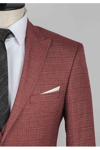 Jan Carlucci Yelekli Slimfit Drop 6 Takım Elbise (550421564) Bordo
