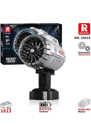 Reobrix Technic 33019 Uçak Motoru Aircraft Engine Batarya&motorlu Yaratıcı Yapı Blok Seti Building Blocks - 1813 Parça