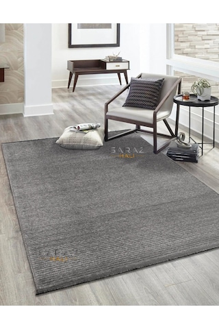 Saraz Halı Dizayn Şönil Dokuma Kayma Yapmaz Makinede Yıkanabilir Leke Tutmaz Kesme Bohem Kilim Gri Gri