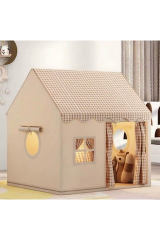 Haki Damalı Lüks Çocuk Oyun Çadırı - Büyük Boy Ev Tipi İç Ve Dış Mekan Oyun Evi 130x120x100 Cm