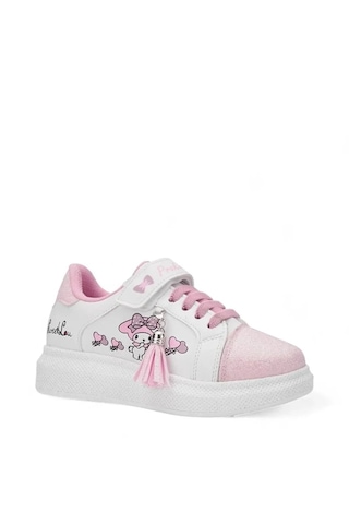 Zacoz Melodia Detaylı Simli Kız Çocuk Spor Ayakkabısı, Sneaker Beyaz Pembe