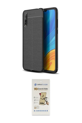 Cep Huawei Uyumlu P Smart S Kılıf Doruk Klasik Özel Seri İkili Koruma Seti Najmaddin Siyah