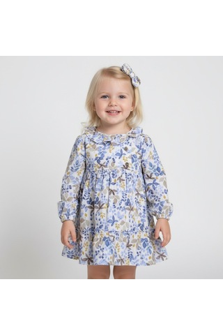 Çiçekli Kız Çocuk Elbise St09553 Mavi