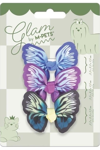 M-pets Glam Kelebekli Kedi Ve Köpekler İçin Aksesuar Toka Mavi Mor Ve Yeşil Mor