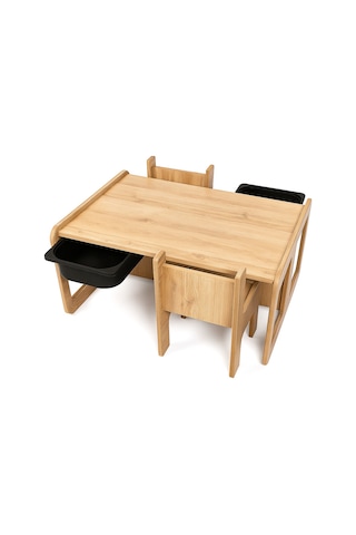 Industrial Living 2 Kişilik Çocuk Masası Ceviz Mdf-siyah Çekmece Ceviz  -  Siyah