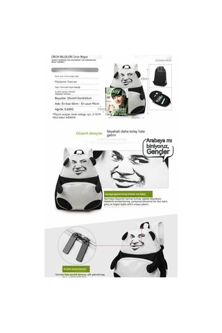 Trendy Erkek Çanta Yaratıcı Kişilik Altın Komik Sırt Çantası Panda Omuz Çantası Jacky Cheung İfadesi