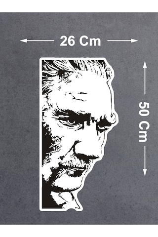 Mustafa Kemal Atatürk Sticker - Atatürk Silüet Sticker - Araba Oto Cam Motosiklet Karavan Sticker - 00018 50x26 Cm