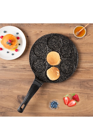 Lines Granit Pankek Emoji Smile Döküm Tava Bakalit Kulp 27 Cm