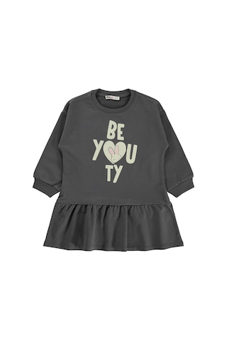 Civil Girls Be You Ty Baskılı 2-5 Yaş Elbise - Gri Antrasit