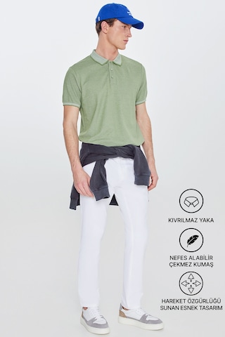 Ac&Co / Altınyıldız Classics 4A4820200047Ysls Düğmeli Polo Yaka Cepsiz Slim Fit Erkek Tişört Yeşil