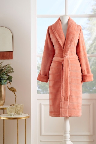 Sadem Organik Stripe Şal Yaka Bornoz Şeftali