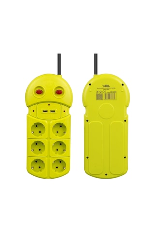 Vea Ve-970usb 6 Lı 2 Usb Li 1.5 Metre Grup Priz Uzatma Kablosu 3680 Watt 16 Amper Hızlı Şarj Özellikli