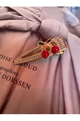 Taşlı Kirazlı Toka Timsah Toka Kırmızı