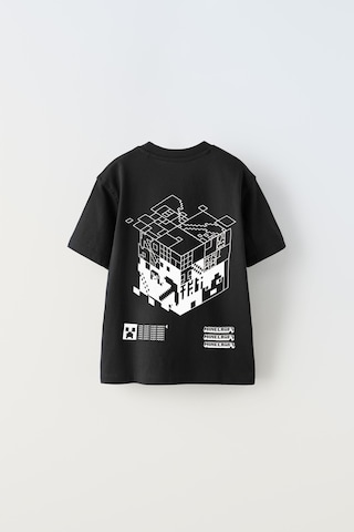 Miniko Kids Erkek Çocuk Minecraft Baskılı Pamuk Tişört Siyah