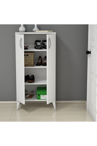 Ferniso Mobilya 2 Kapak 4 Bölmeli Ayakkabılık Beyaz