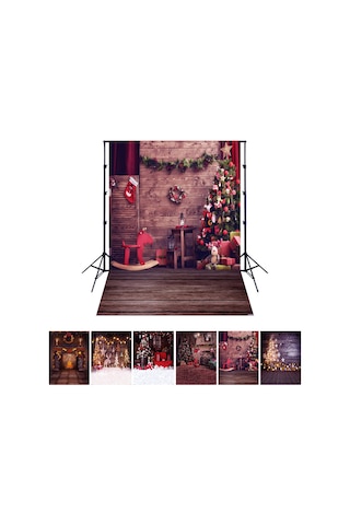 Youtek Noel Temalı 150x200cm Fotoğraf Arka Planı, Poliester Elastik Kumaş, Çocuk/fotoğraf Çekimi, Parti Dekorasyonu İçin 6 Seçenek Çok Renkli
