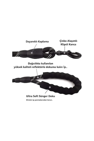 Köpekler İçin Reflektörlü Halat Gezdirme Tasması Çok Renkli