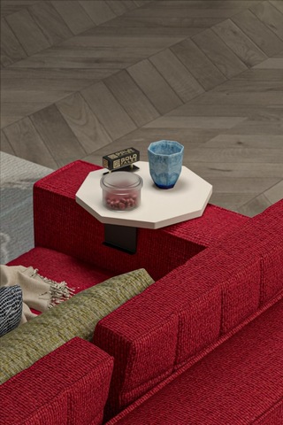 Yan Sehpa Ayarlanabilir Tepsi Dekoratif Modern Tepsi Sekizgen Krem