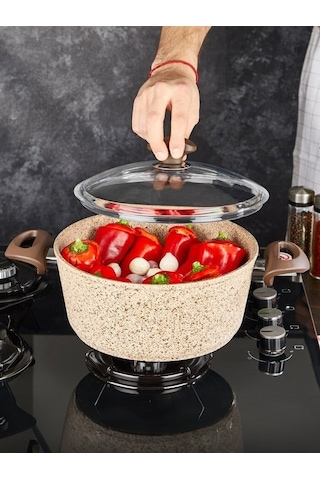 Falez Creamy Granit 22 Cm Derin Tencere - Cre 3019