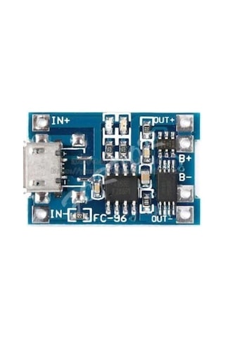Lithium Pil Şarj Modülü Korumalı - Tp4056, Micro Usb Konnektör, Bms